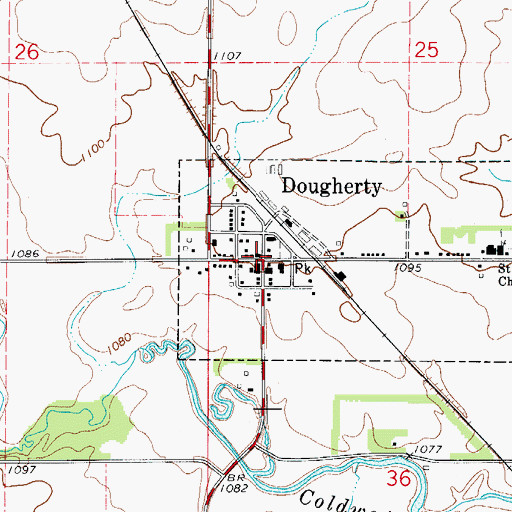 Topographic Map of Dougherty Town Hall, IA