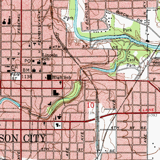 Topographic Map of State Street Bridge, IA