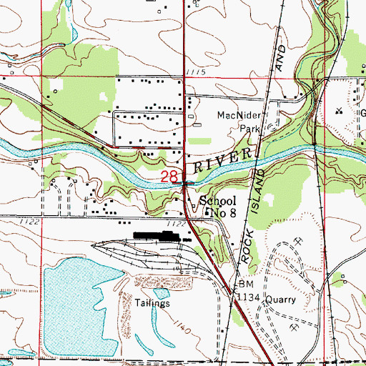 Topographic Map of Winnebago River Bridge, IA