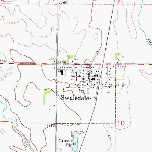 Topographic Map of Swaledale City Hall, IA