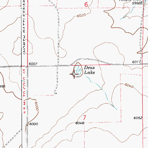Topographic Map of Deus Lake, CO