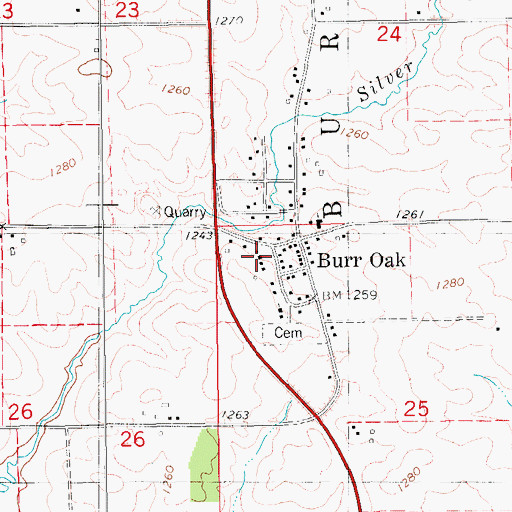 Topographic Map of Burr Oak United Methodist Church, IA
