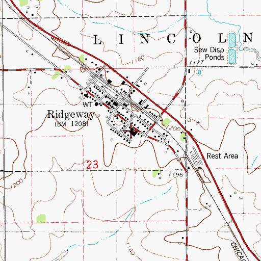 Topographic Map of Ridgeway Elementary School, IA