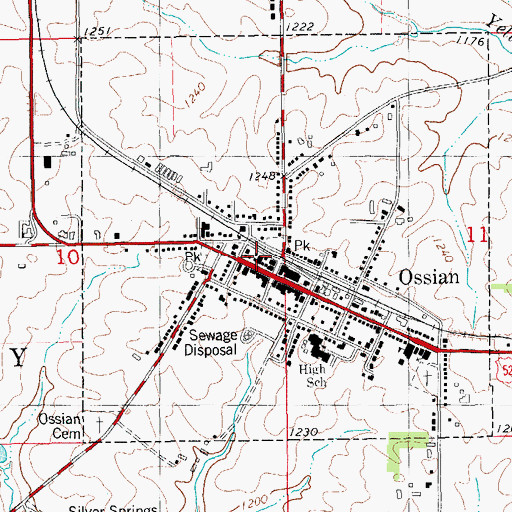 Topographic Map of Ossian Library, IA