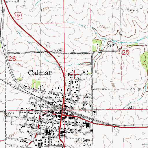 Topographic Map of Calmar City Park, IA