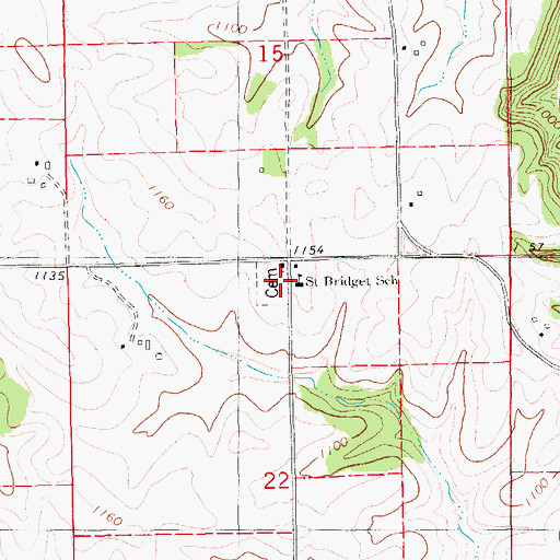 Topographic Map of Saint Bridgets Cemetery, IA