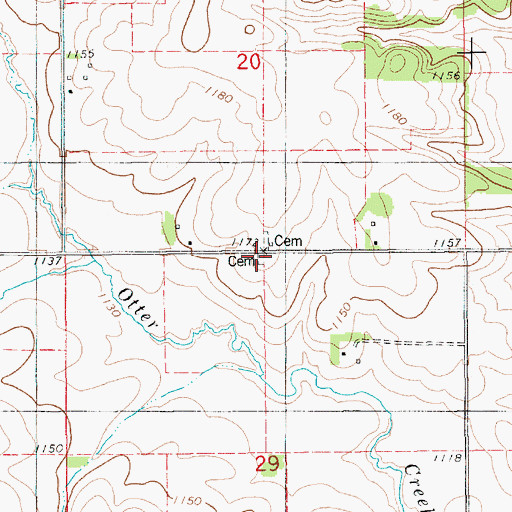 Topographic Map of South Kratz Cemetery, IA