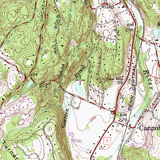 Topographic Map of Allens Meadows Park, CT