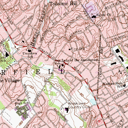 Topographic Map of Assumption Church, CT