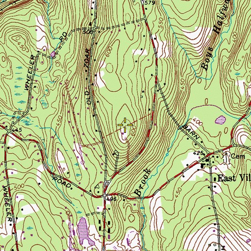 Topographic Map of Bagburn Hill, CT