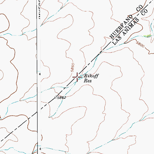 Topographic Map of Rikoff Reservoir, CO