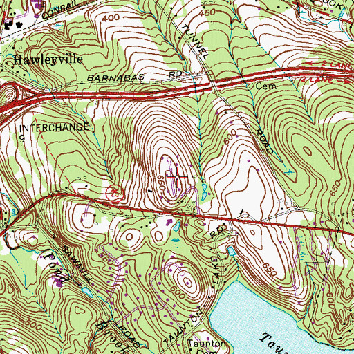 Topographic Map of Barnabas Hill, CT