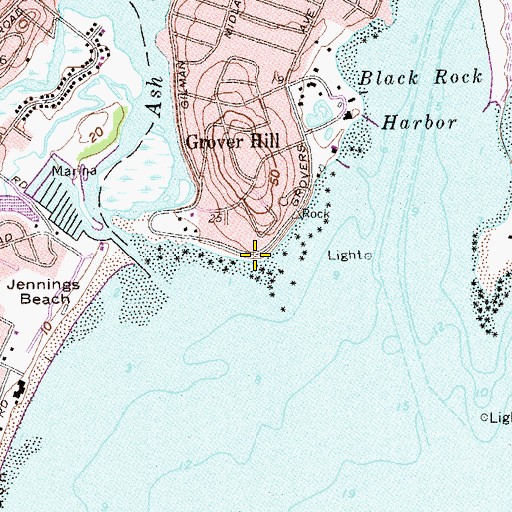 Topographic Map of Battery Point, CT
