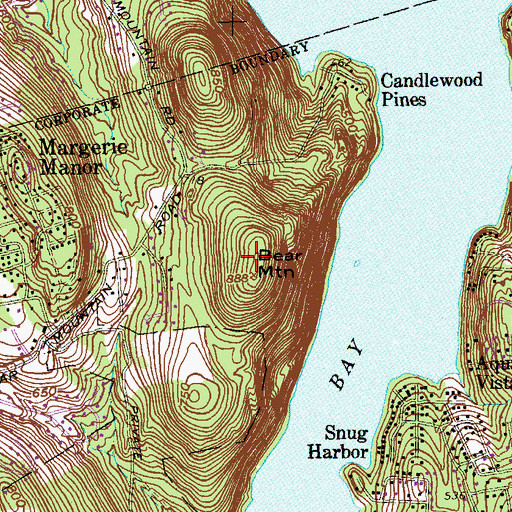Topographic Map of Bear Mountain Reservation, CT