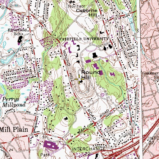 Topographic Map of Bellarmine Hall, CT