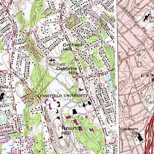 Topographic Map of Berchmans Hall, CT