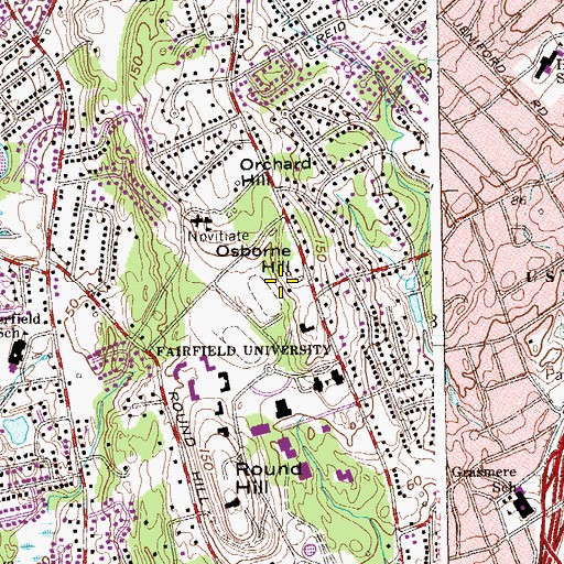 Topographic Map of Berchmans Hall, CT