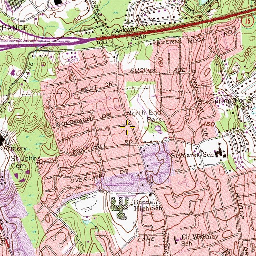 Topographic Map of Bethany Alliance Church, CT