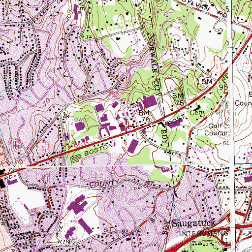 Topographic Map of Birchwood Corners Shopping Center, CT