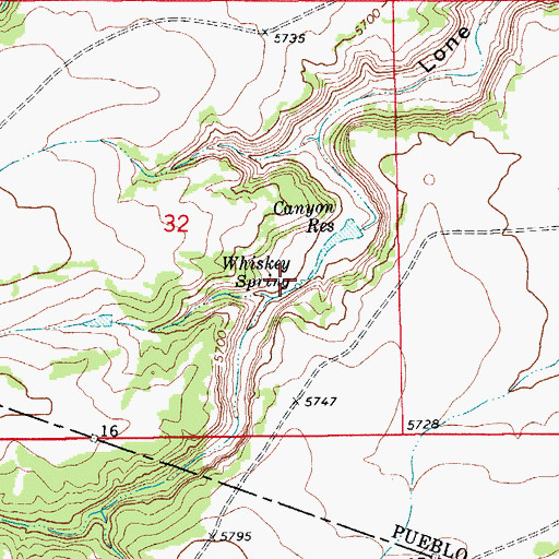 Topographic Map of Whiskey Spring, CO