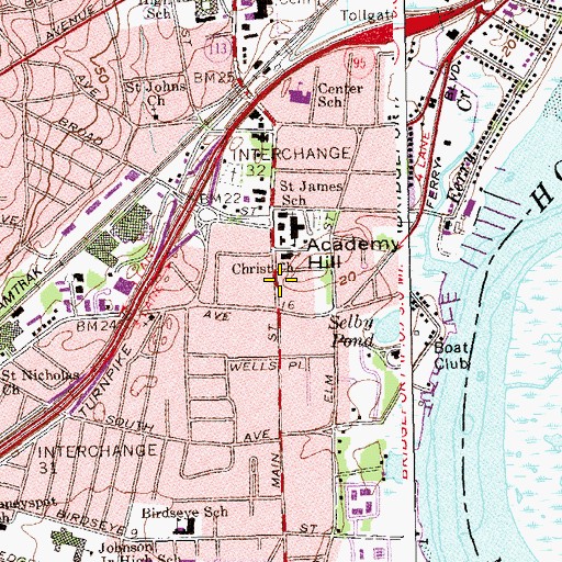 Topographic Map of Catharine B Mitchell Museum, CT