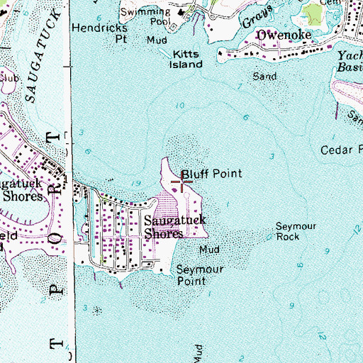 Topographic Map of Cedar Point Yacht Club, CT