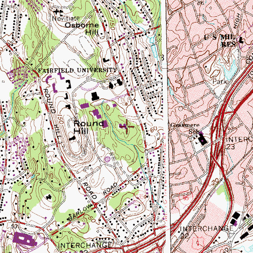 Topographic Map of Claver Hall, CT