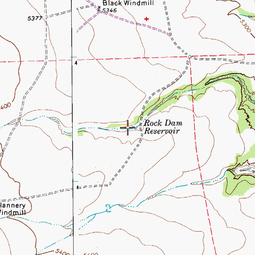 Topographic Map of Rock Dam Reservoir, CO