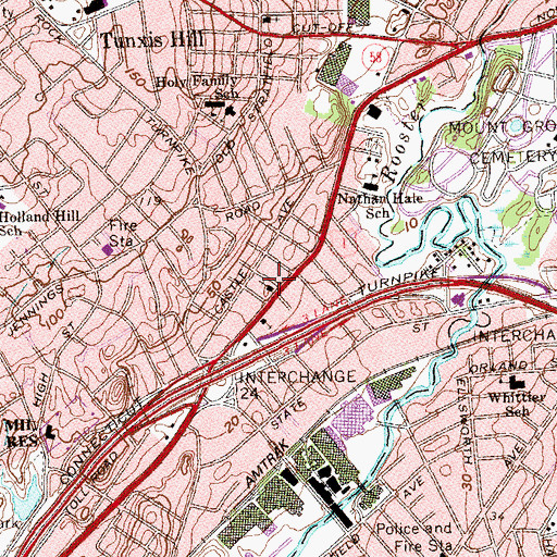 Topographic Map of Congregation of Notre Dame, CT