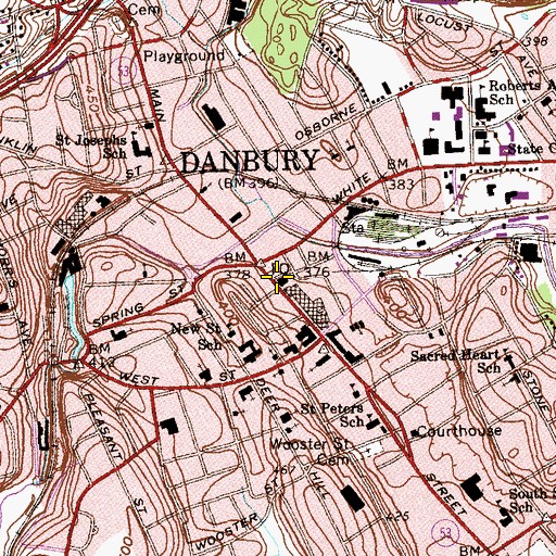 Topographic Map of Main Street Post Office, CT