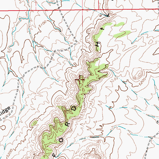 Topographic Map of Sanford Hills, CO