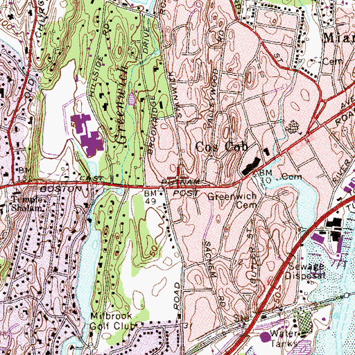 Topographic Map of Diamond Hill United Methodist Church, CT