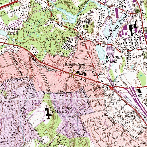 Topographic Map of Five Corners (historical), CT