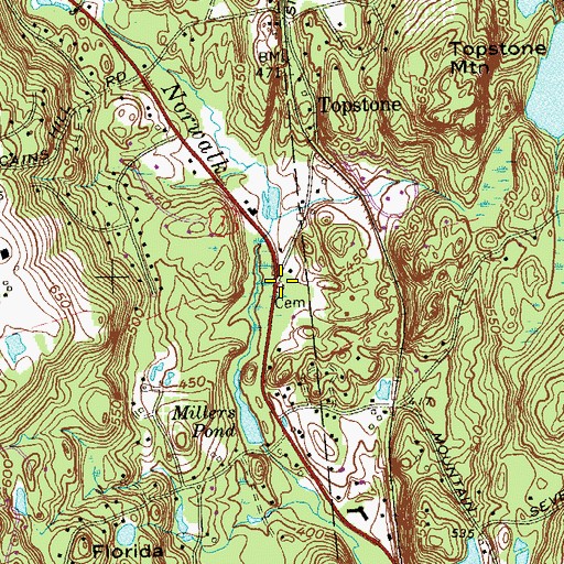 Topographic Map of Florida Cemetery, CT