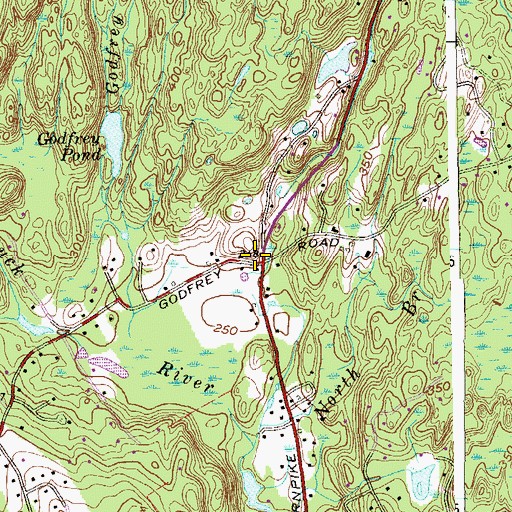 Topographic Map of Godfrey Corner, CT