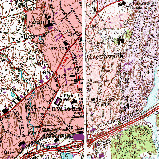 Topographic Map of Greenwich Town Hall, CT