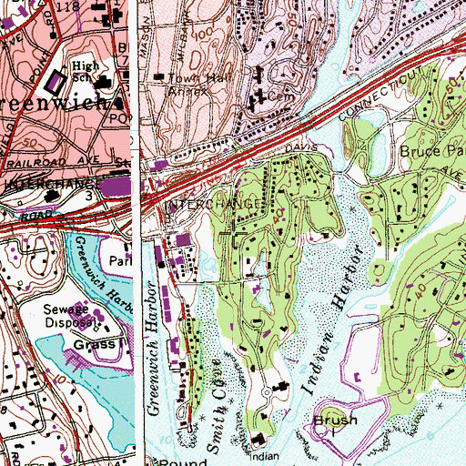 Topographic Map of Hawkes Nest (historical), CT