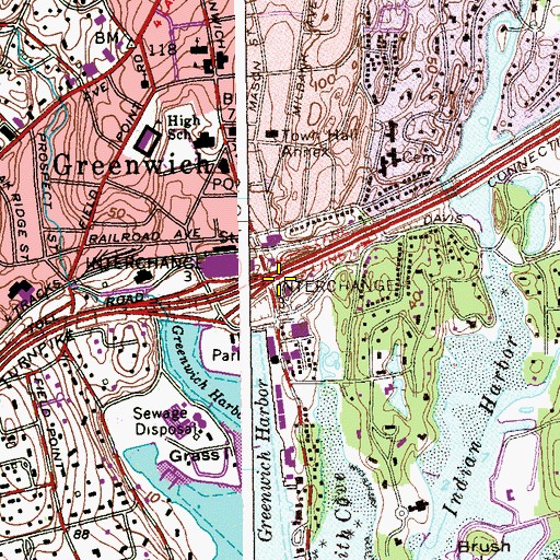Topographic Map of Interchange 3, CT