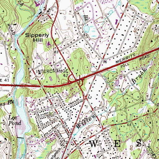 Topographic Map of Interchange 42, CT