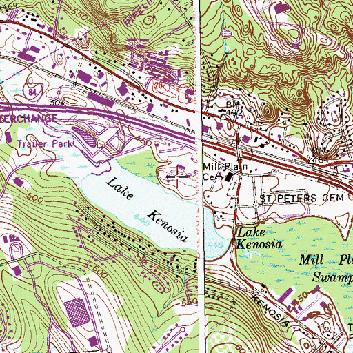 Topographic Map of Kenosia Park, CT