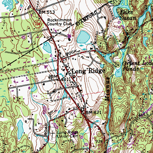 Topographic Map of Long Ridge Congregational Church, CT