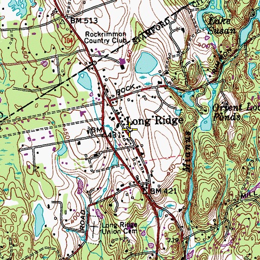 Topographic Map of Long Ridge Congregational Church, CT
