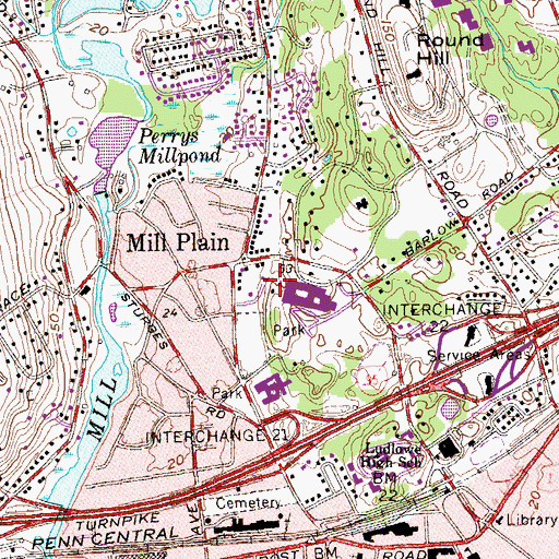Topographic Map of Ludlowe Recreation Center, CT