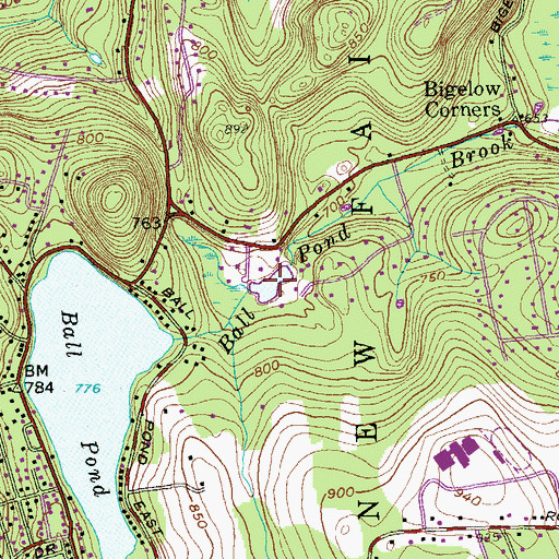 Topographic Map of Merton Mill Pond, CT
