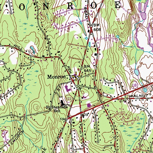 Topographic Map of Monroe Town Hall, CT