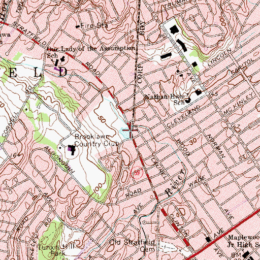 Topographic Map of Moodys Mill Pond, CT