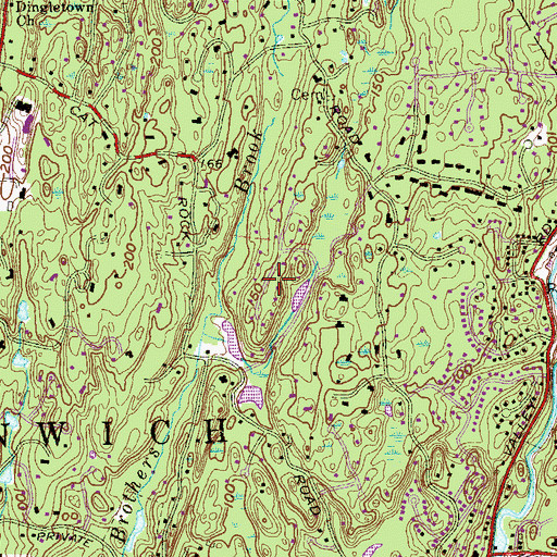 Topographic Map of North Mianus, CT