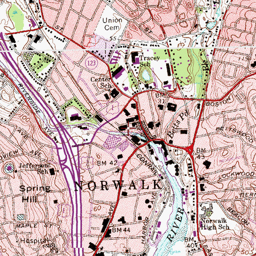 Topographic Map of Norwalk Station (historical), CT