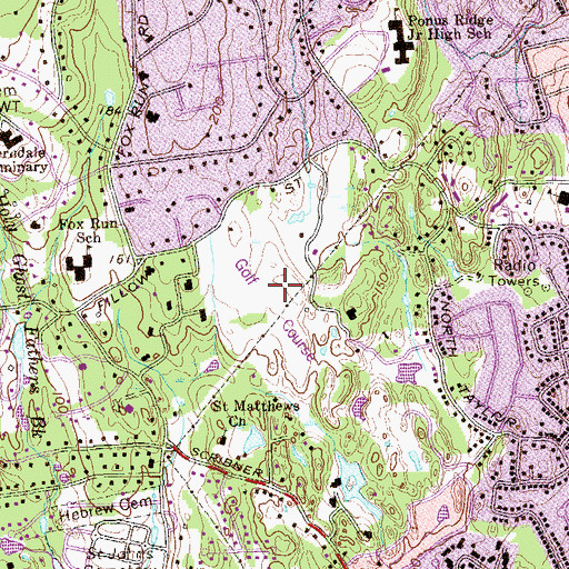 Topographic Map of Oak HIlls Park Golf Course, CT