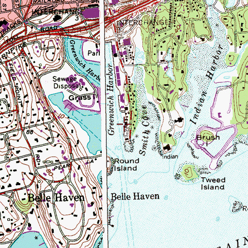 Topographic Map of Rocky Neck Point, CT